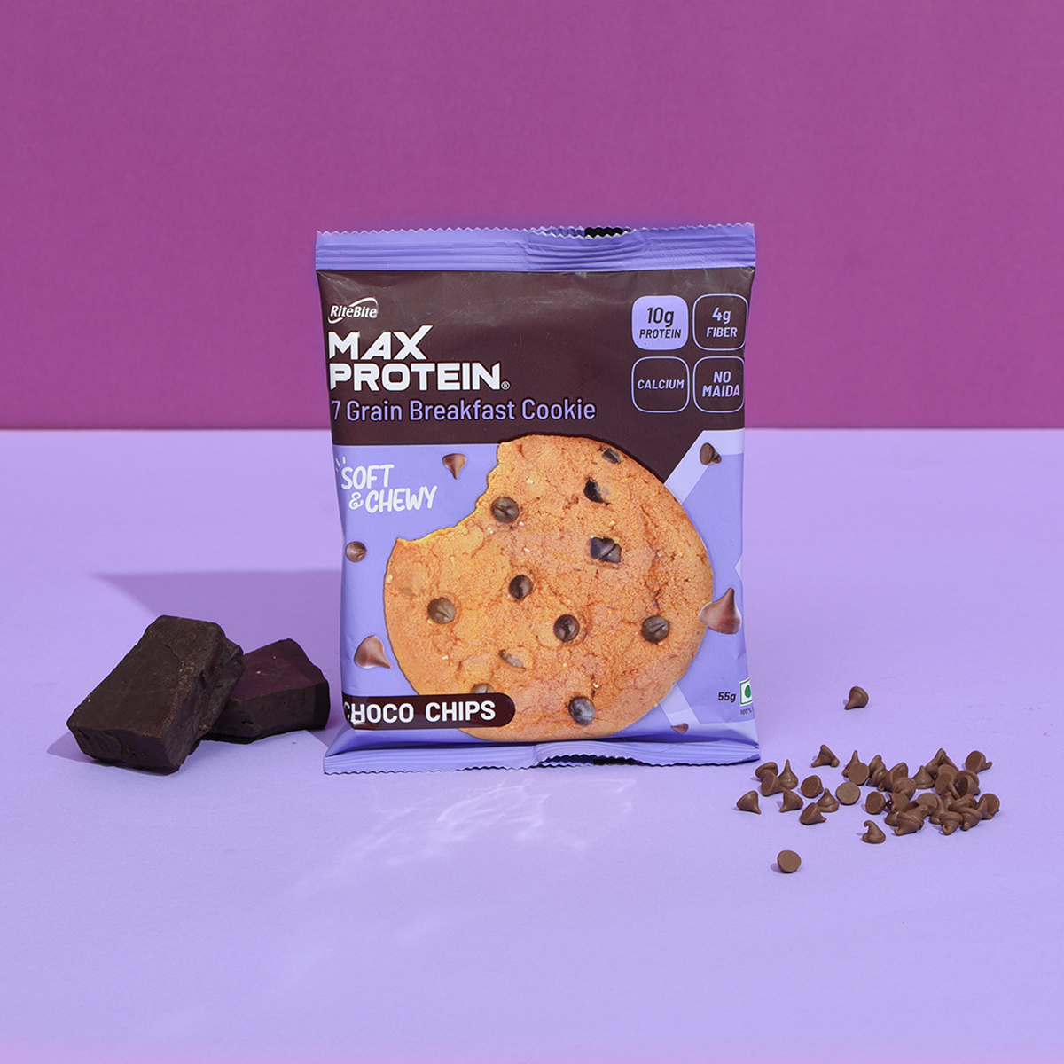 100 Vegetarian Healthy Chocolate Chip Cookies RiteBite Max Protein
