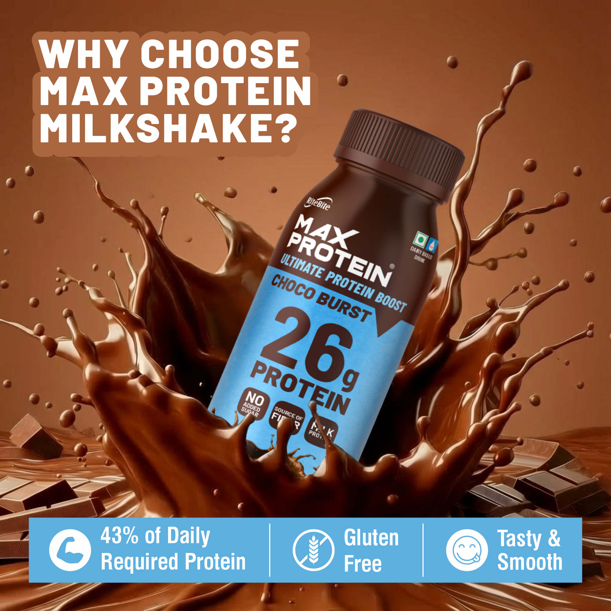 Max Protein Milkshake - Choco Burst – RiteBite Max Protein