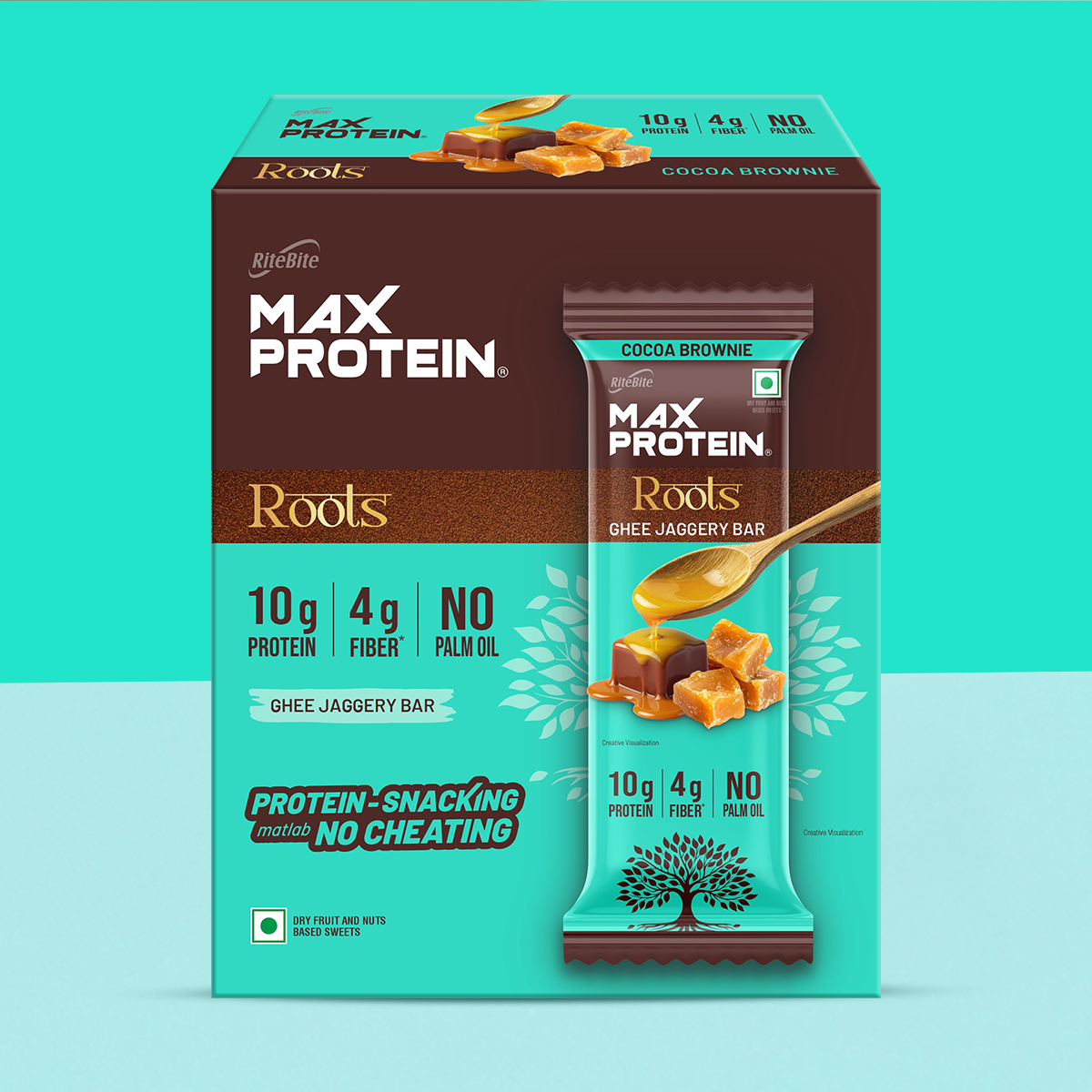 Max Protein Roots – Cocoa Brownie Protein Bar – RiteBite Max Protein