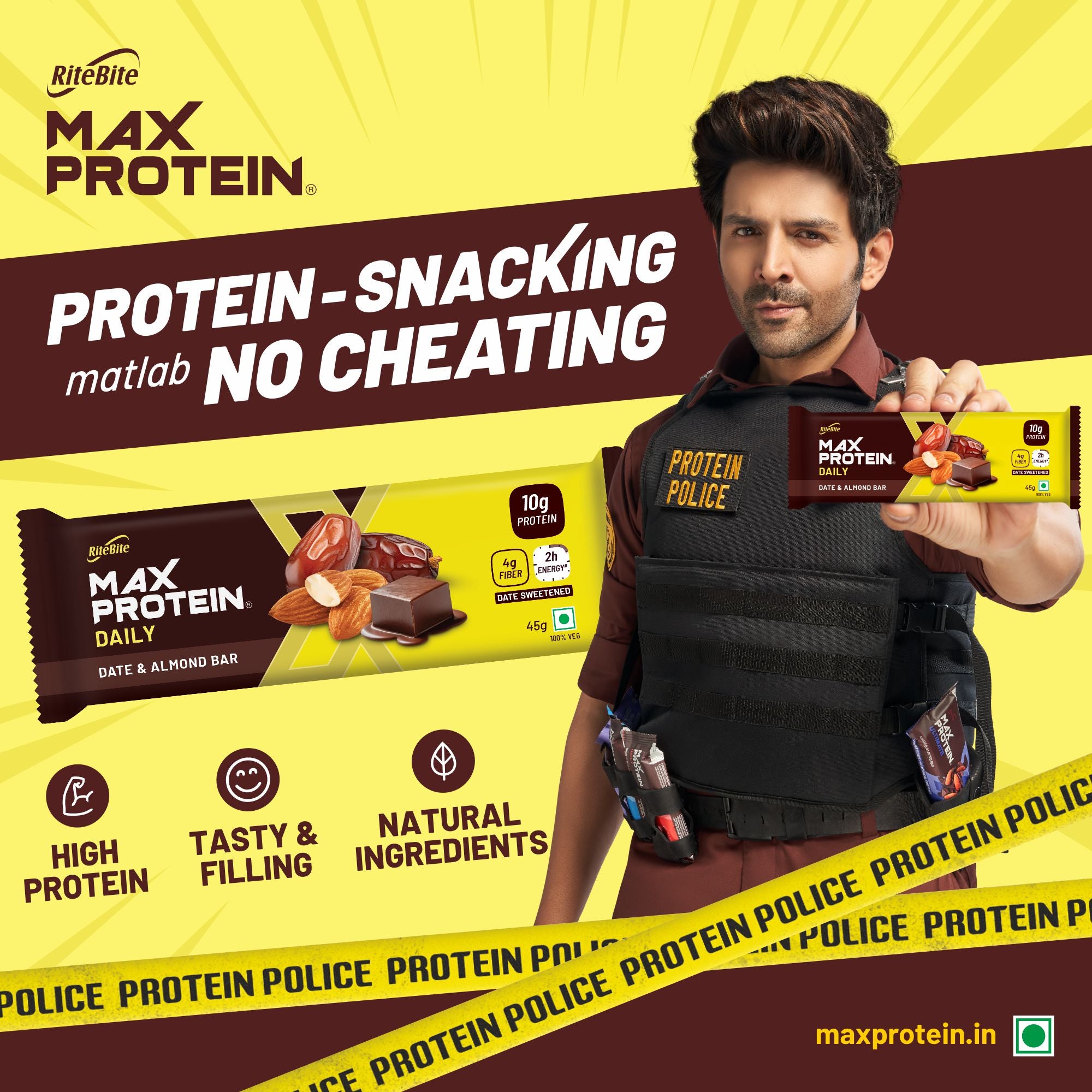 Kartik Aryan with Max Protein Date & Almond