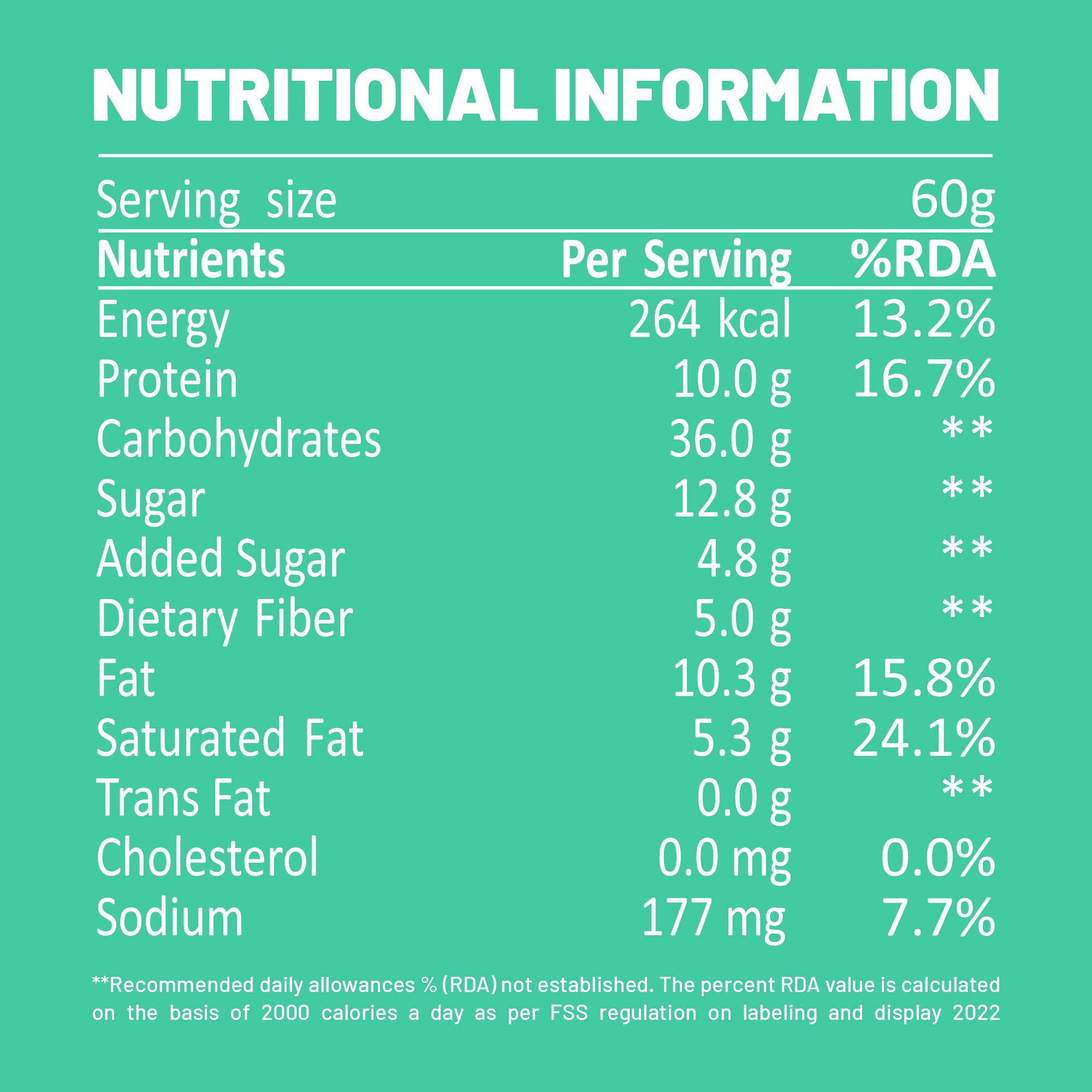 Nutritional Information of max protein granola choco crunchy