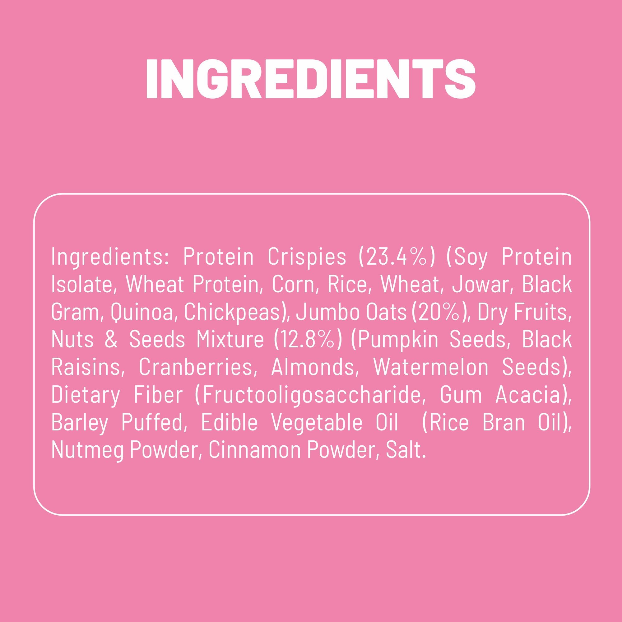ingredients of max protein granola nuts & seeds