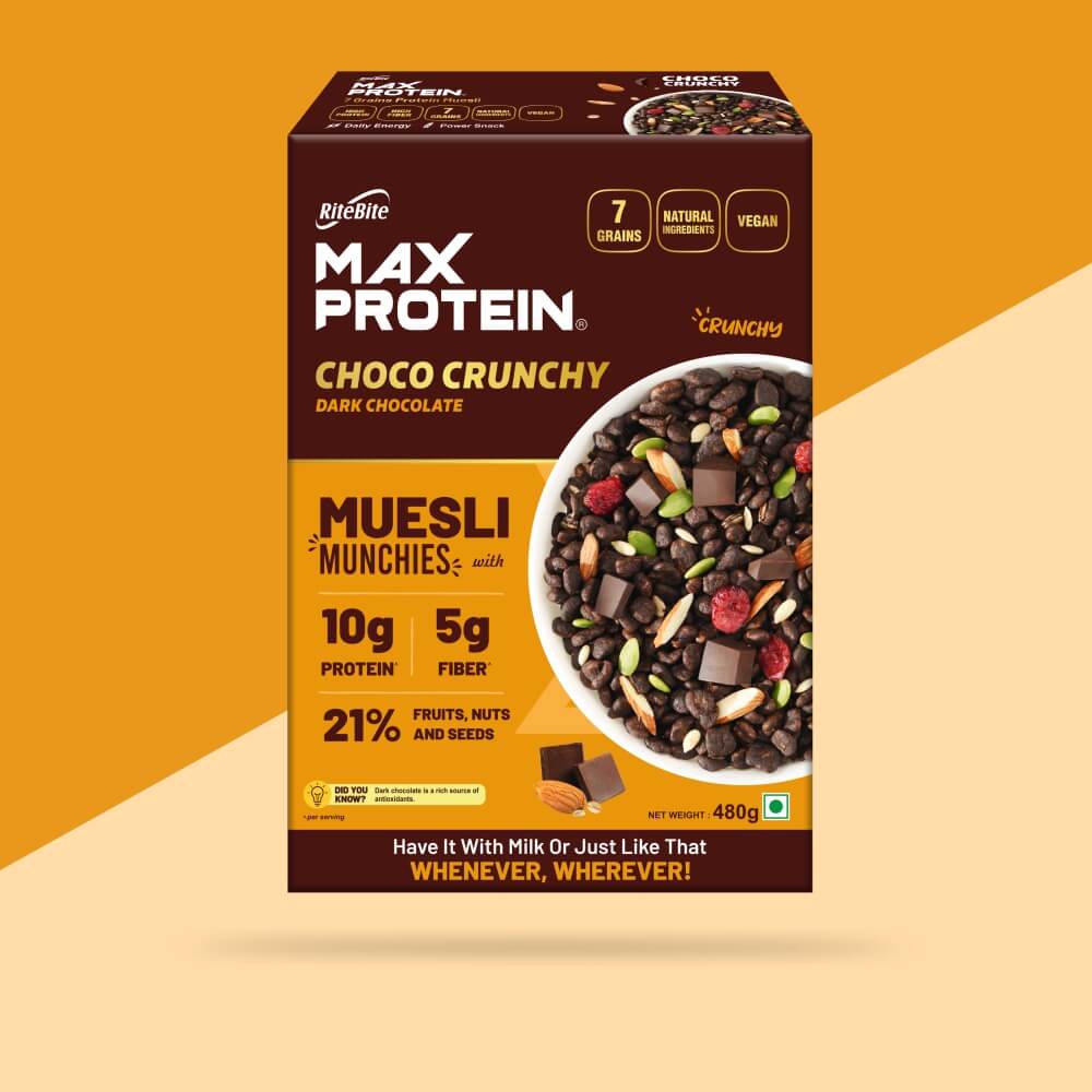 Double Protein Choco Crunch Muesli Munchies , Pack of 1, 480g