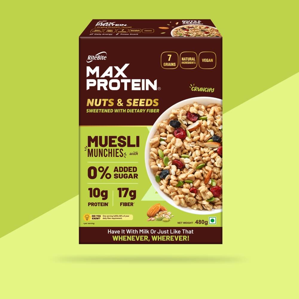 No Sugar Added Nuts and Seeds Muesli Munchies, Pack of 1, 480g