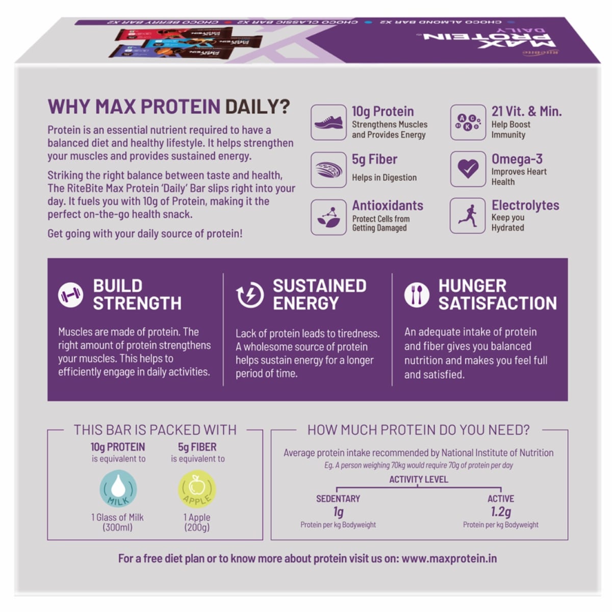 Max Protein - Daily Assorted Bar Pack of 6 + Max Protein - Peanut Spread Choco Creamy 340gm -1 Jar