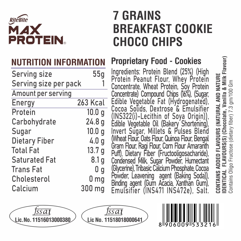 Max Protein - Choco Chips Cookie Pack of 12 + Max Protein - Peanut Spread Choco Creamy 340gm -1 Jar