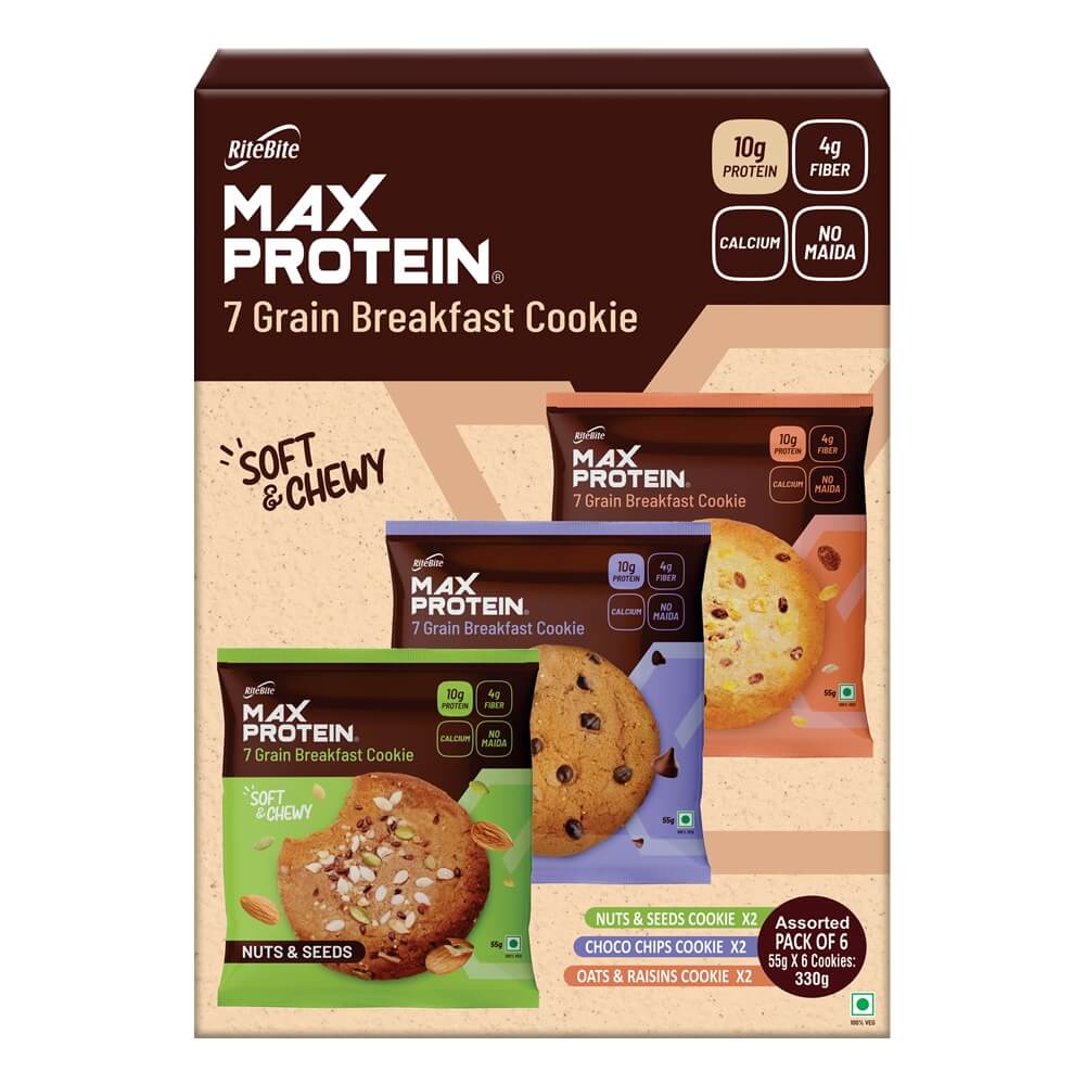 Max Protein - Daily Assorted Bars Pack of 6 + Max Protein - Assorted Cookies Pack of 6 + RiteBite - Nutrition Bars - Assorted Pack of 10