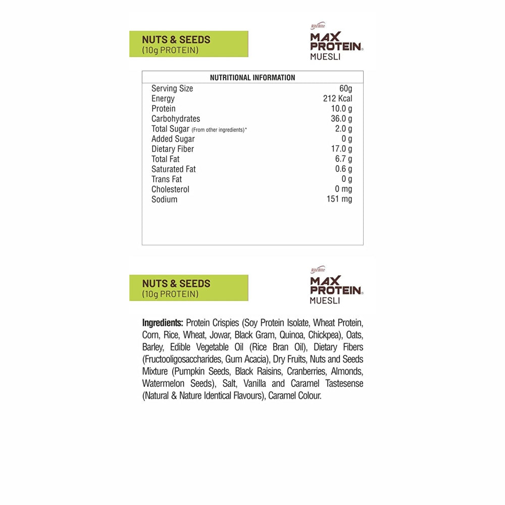 Muesli Nuts & Seeds 240g + Ritebite Nuts & Seeds Pack of 12