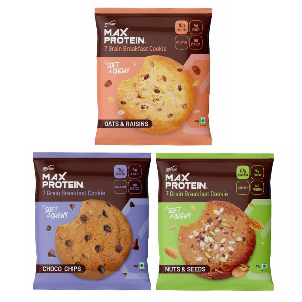 Max Protein - Daily Assorted Bars Pack of 6 + Max Protein - Assorted Cookies Pack of 6 + RiteBite - Nutrition Bars - Assorted Pack of 10