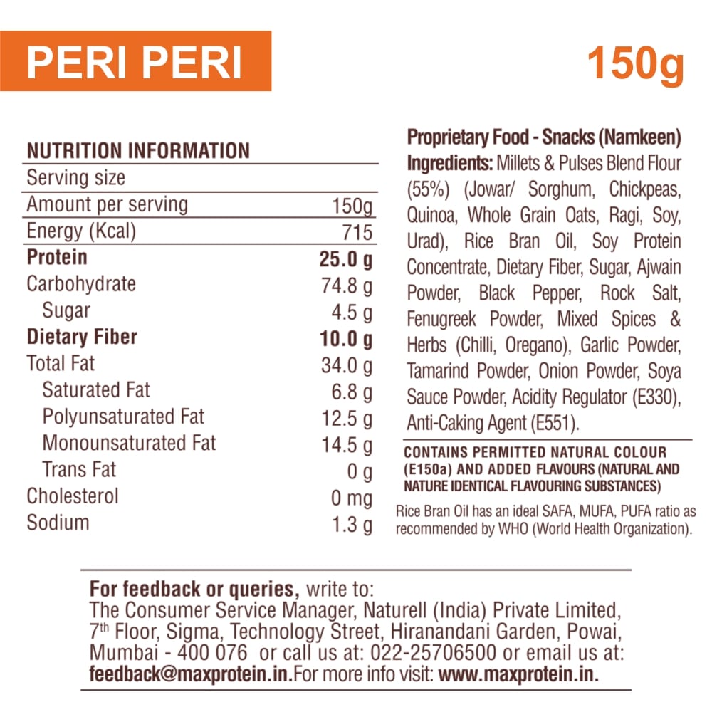 Max Protein - Protein Chips - Assorted Pack of 3 (Cream & Onion - Cheese & Jalapeno - Peri Peri) + Max Protein - Assorted Cookies Pack of 6