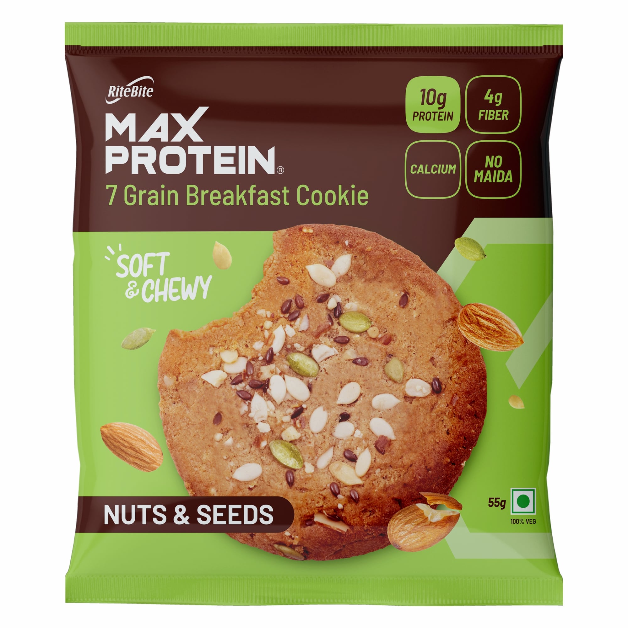 Max Protein - Choco Chips Cookie Pack of 12 + Max Protein - Nuts & Seeds Cookie Pack of 12